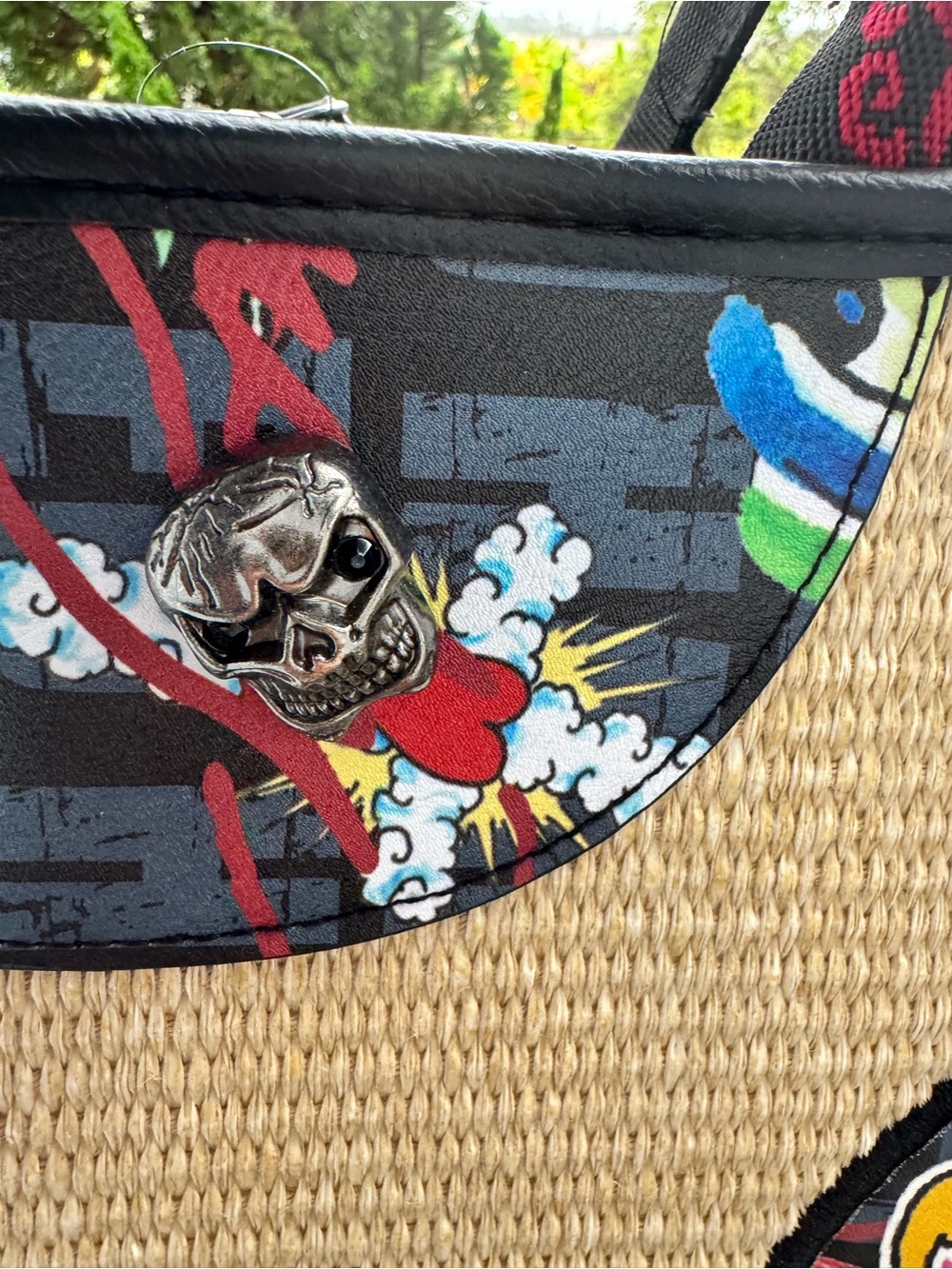 Ed Hardy NWT Love Kills Slowly Straw Tote Bag Tiger Koi Skull Crossbody - Picture 11 of 15